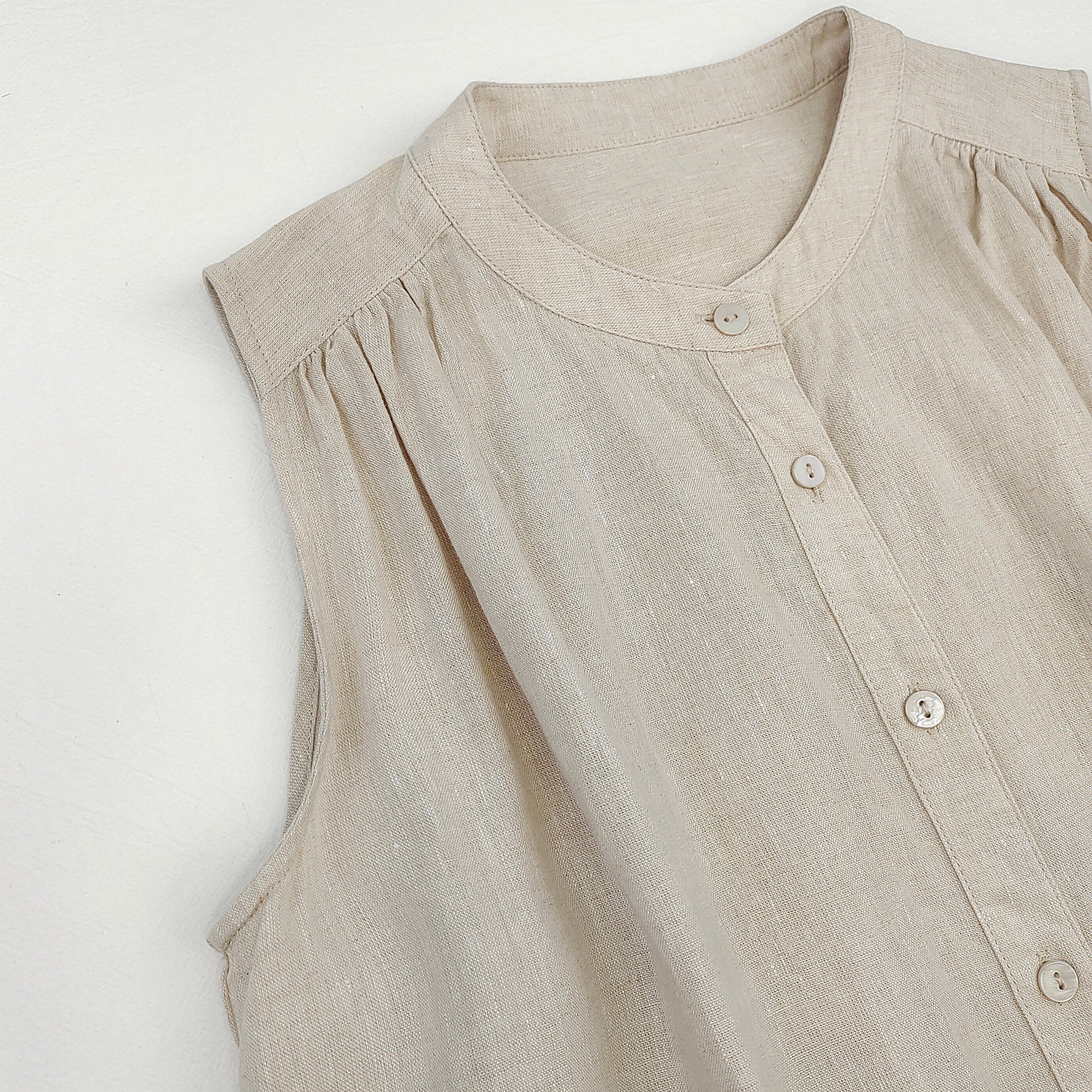 Women’s Sleeveless Cotton Linen Party Dress Button Down A-Line Summer Midi Dress